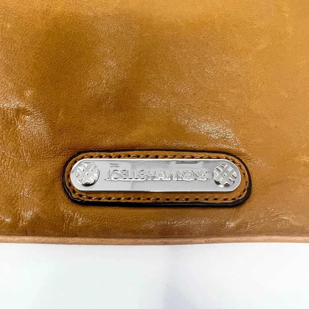 Joelle Hawkens Foldover‎ Clutch Handbag 12x18 Carmel Leather